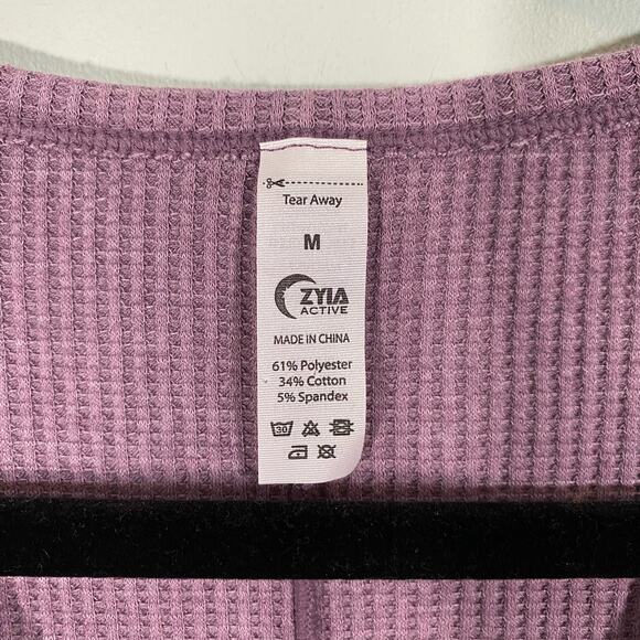 Zyia Active Purple Lilac Don't Wake Me Up Long Sleeve Thermal Henley Size M NWT - Picture 3 of 9